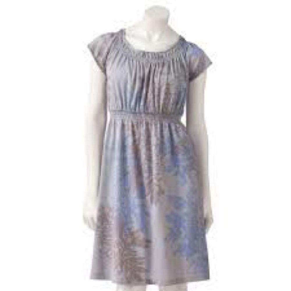 Sonoma Gray Floral Cotton Dress